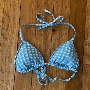 Aerie American Eagle blue gingham triangle bikini, size L, never worn